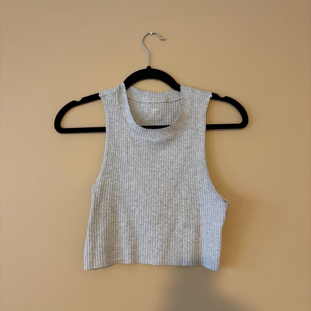 Aerie Light Gray Ribbed Crop Top